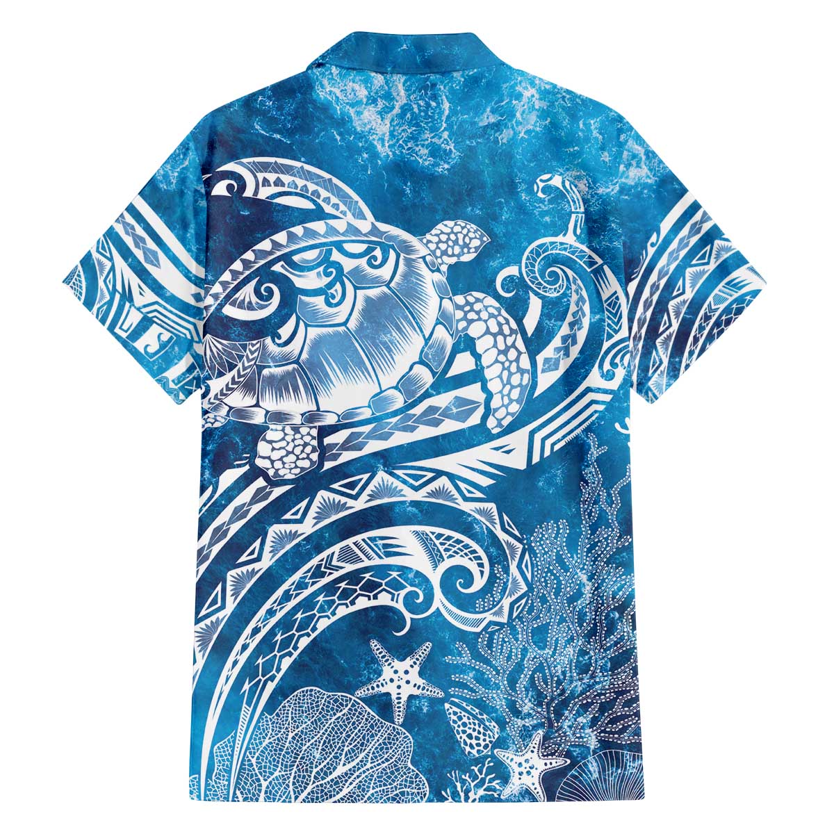 World Ocean Day Polynesian Pattern Family Matching Off The Shoulder Long Sleeve Dress and Hawaiian Shirt Crystal Waves LT7 - Polynesian Pride