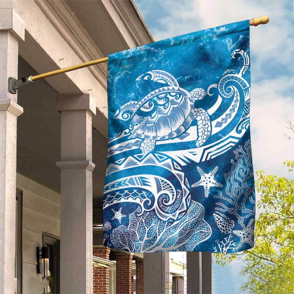 World Ocean Day Polynesian Pattern Garden Flag Crystal Waves