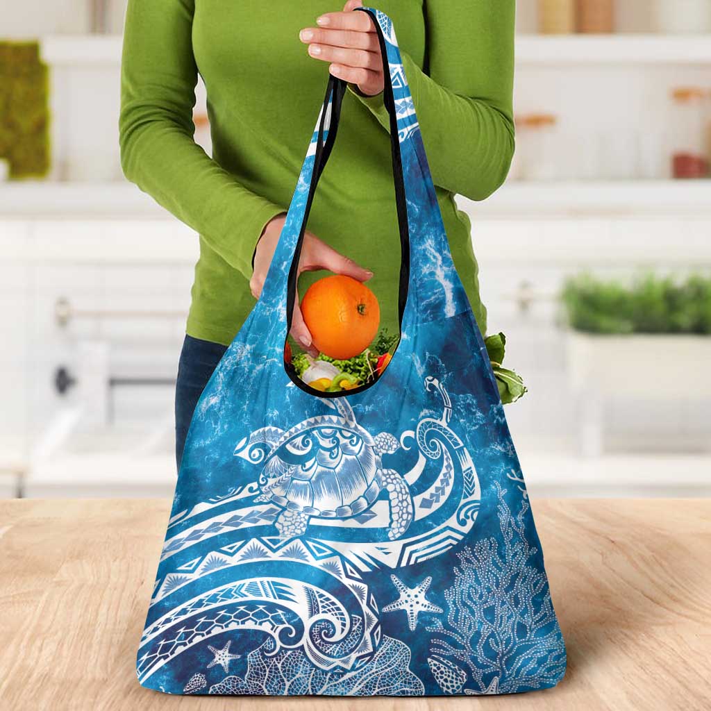 World Ocean Day Polynesian Pattern Grocery Bag Crystal Waves LT7 - Polynesian Pride