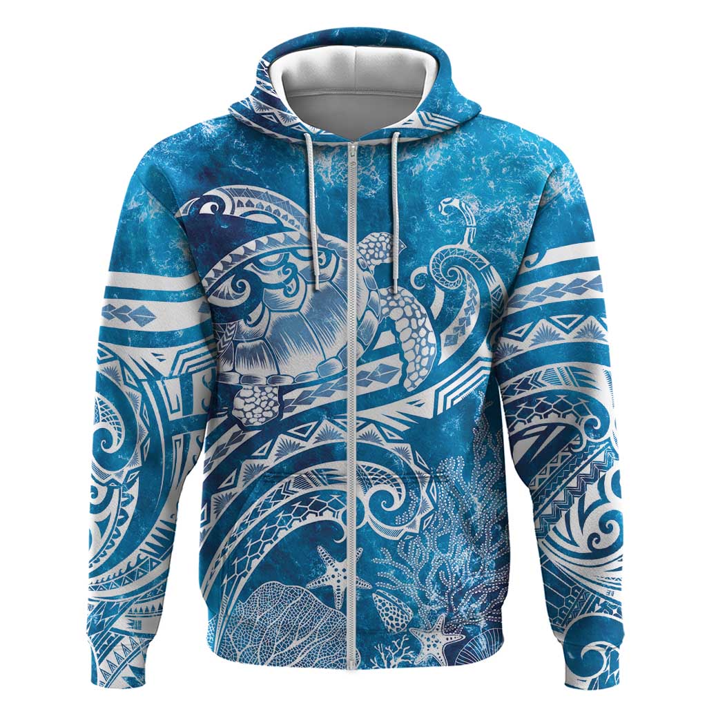 World Ocean Day Polynesian Pattern Hoodie Crystal Waves