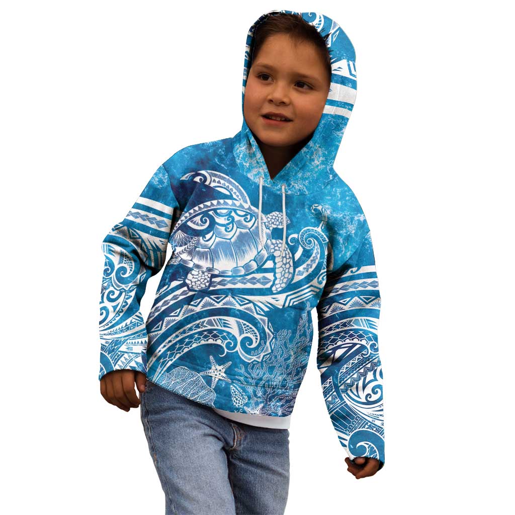World Ocean Day Polynesian Pattern Kid Hoodie Crystal Waves