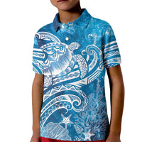 World Ocean Day Polynesian Pattern Kid Polo Shirt Crystal Waves LT7 Kid Blue - Polynesian Pride