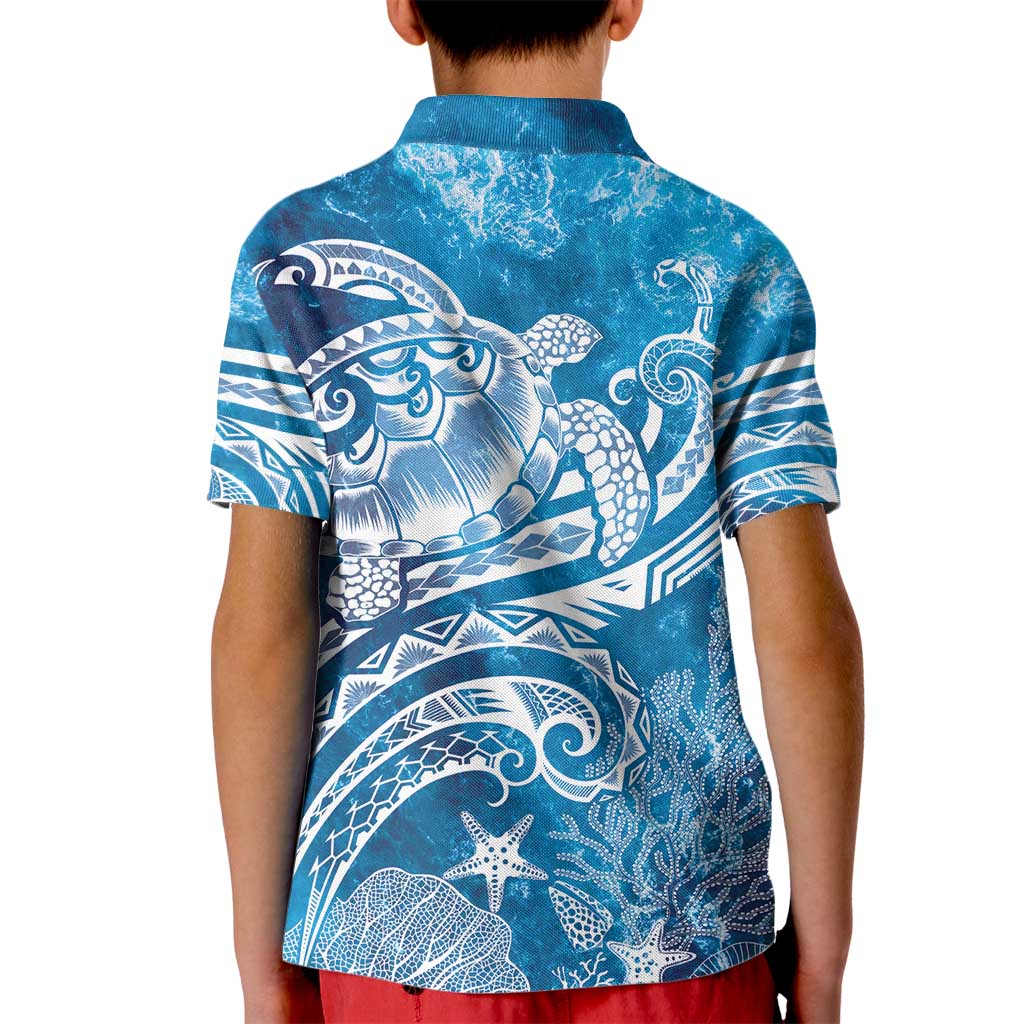 World Ocean Day Polynesian Pattern Kid Polo Shirt Crystal Waves LT7 - Polynesian Pride