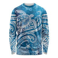 World Ocean Day Polynesian Pattern Long Sleeve Shirt Crystal Waves