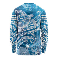 World Ocean Day Polynesian Pattern Long Sleeve Shirt Crystal Waves