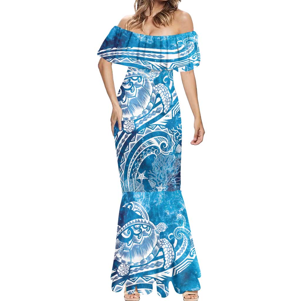 World Ocean Day Polynesian Pattern Mermaid Dress Crystal Waves