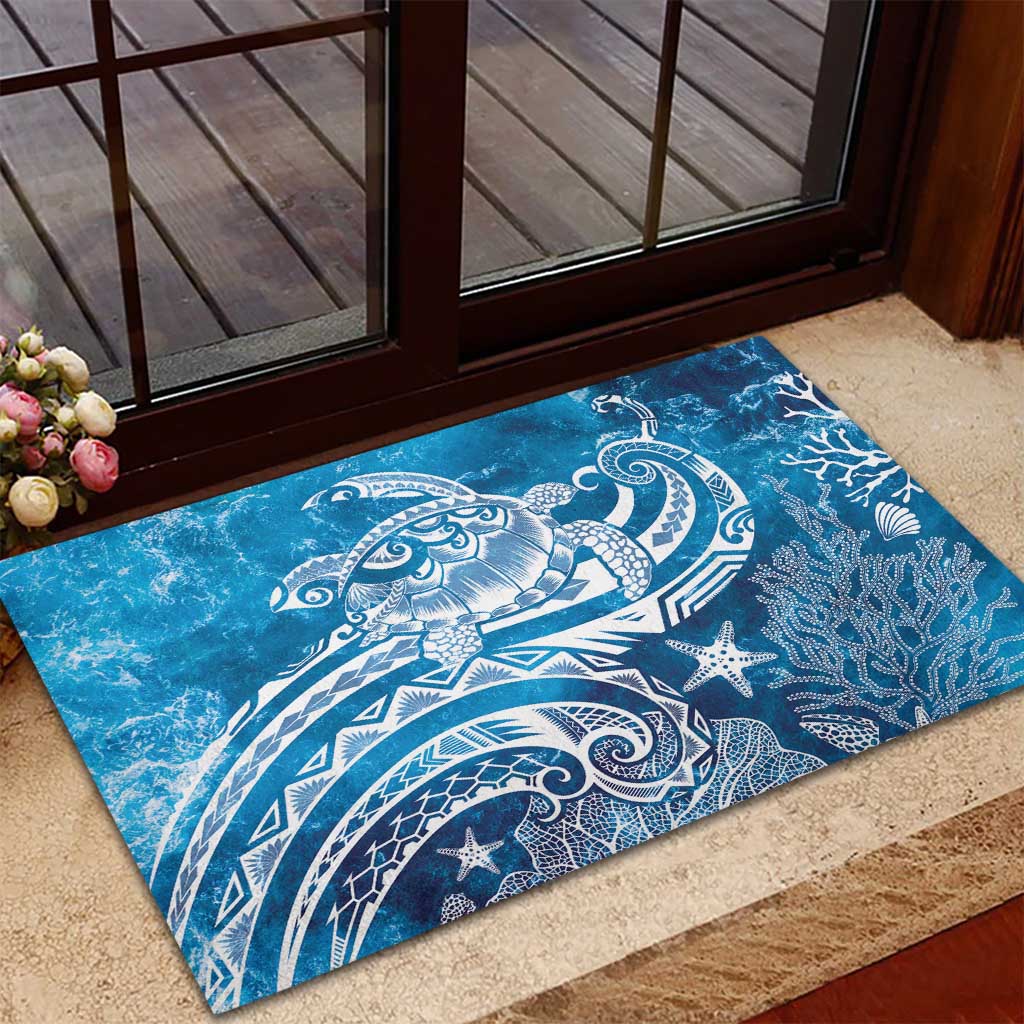 World Ocean Day Polynesian Pattern Rubber Doormat Crystal Waves LT7 - Polynesian Pride