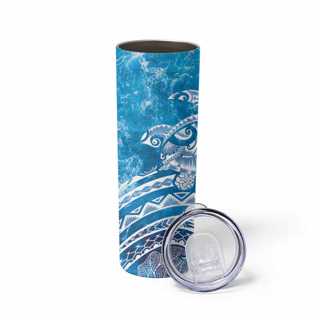World Ocean Day Polynesian Pattern Skinny Tumbler Crystal Waves LT7 - Polynesian Pride