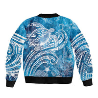 World Ocean Day Polynesian Pattern Sleeve Zip Bomber Jacket Crystal Waves LT7 - Polynesian Pride