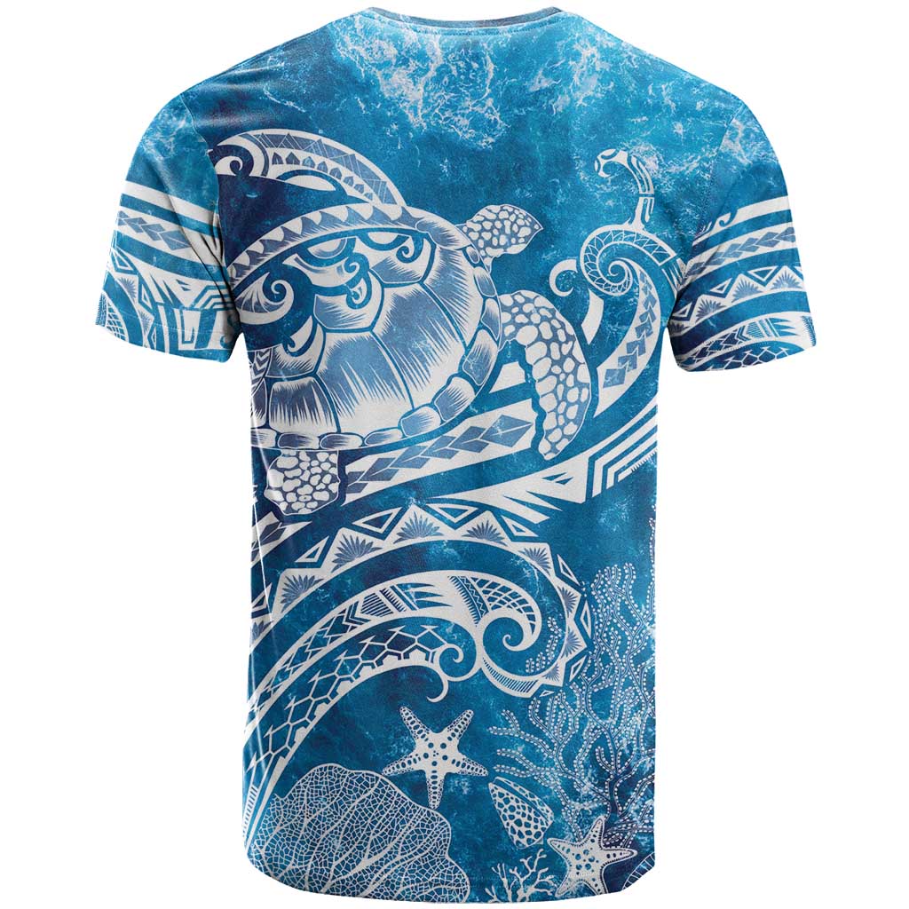World Ocean Day Polynesian Pattern T Shirt Crystal Waves