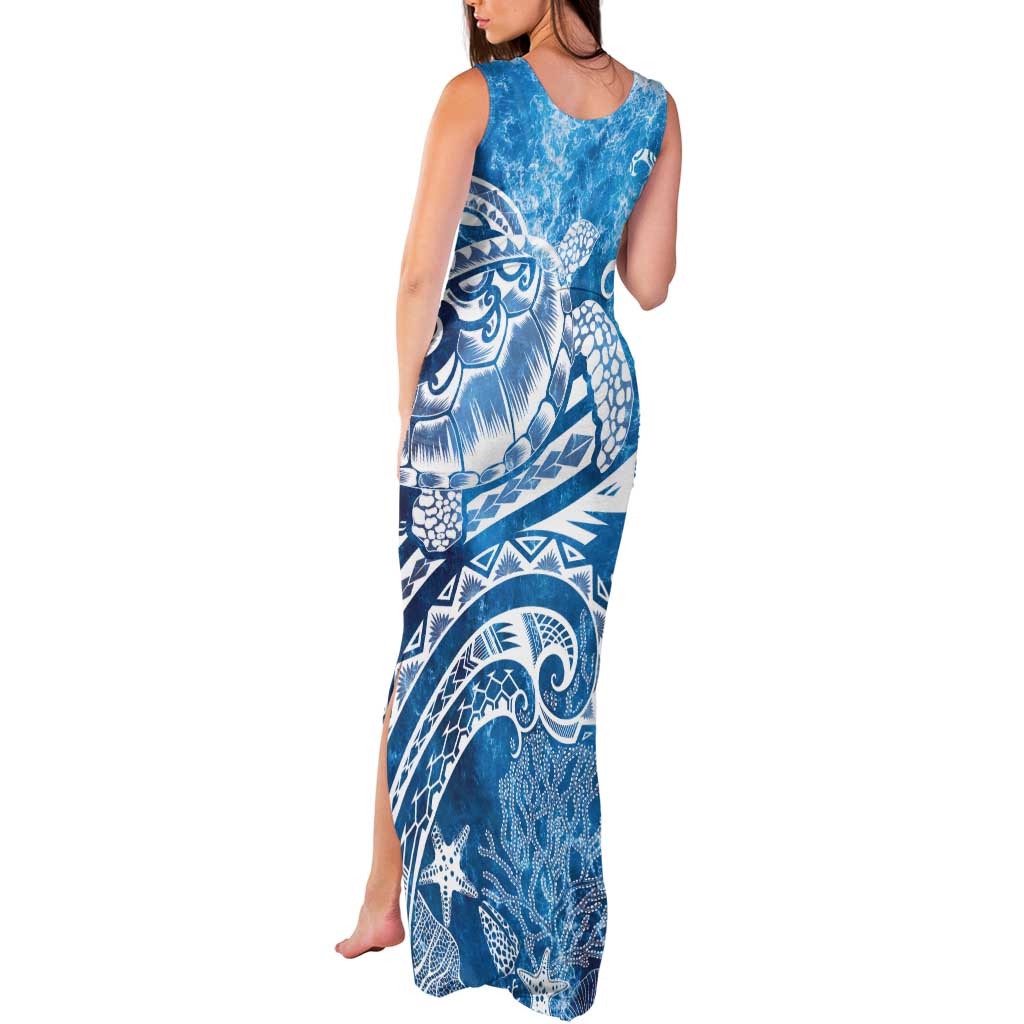 World Ocean Day Polynesian Pattern Tank Maxi Dress Crystal Waves