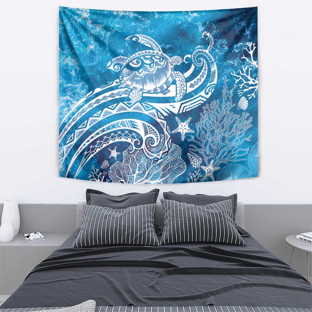 World Ocean Day Polynesian Pattern Tapestry Crystal Waves
