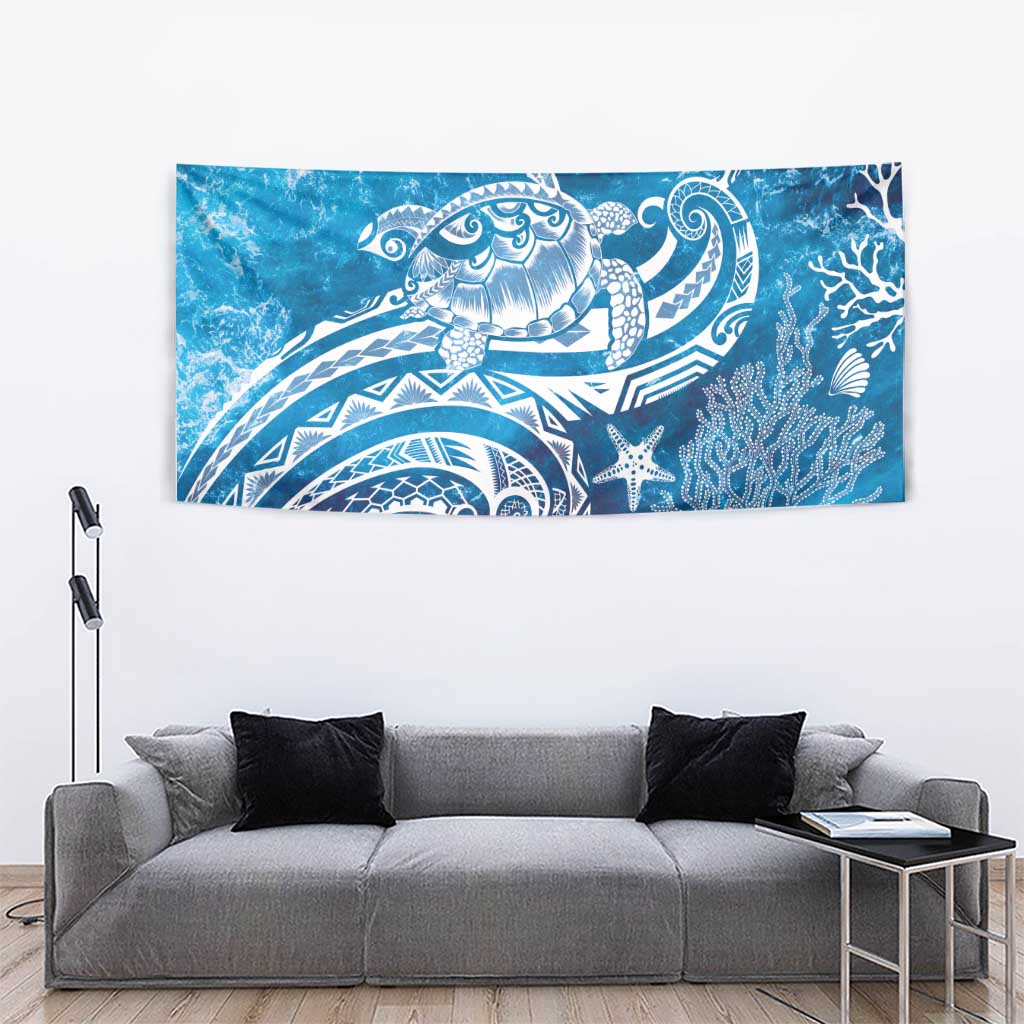 World Ocean Day Polynesian Pattern Tapestry Crystal Waves