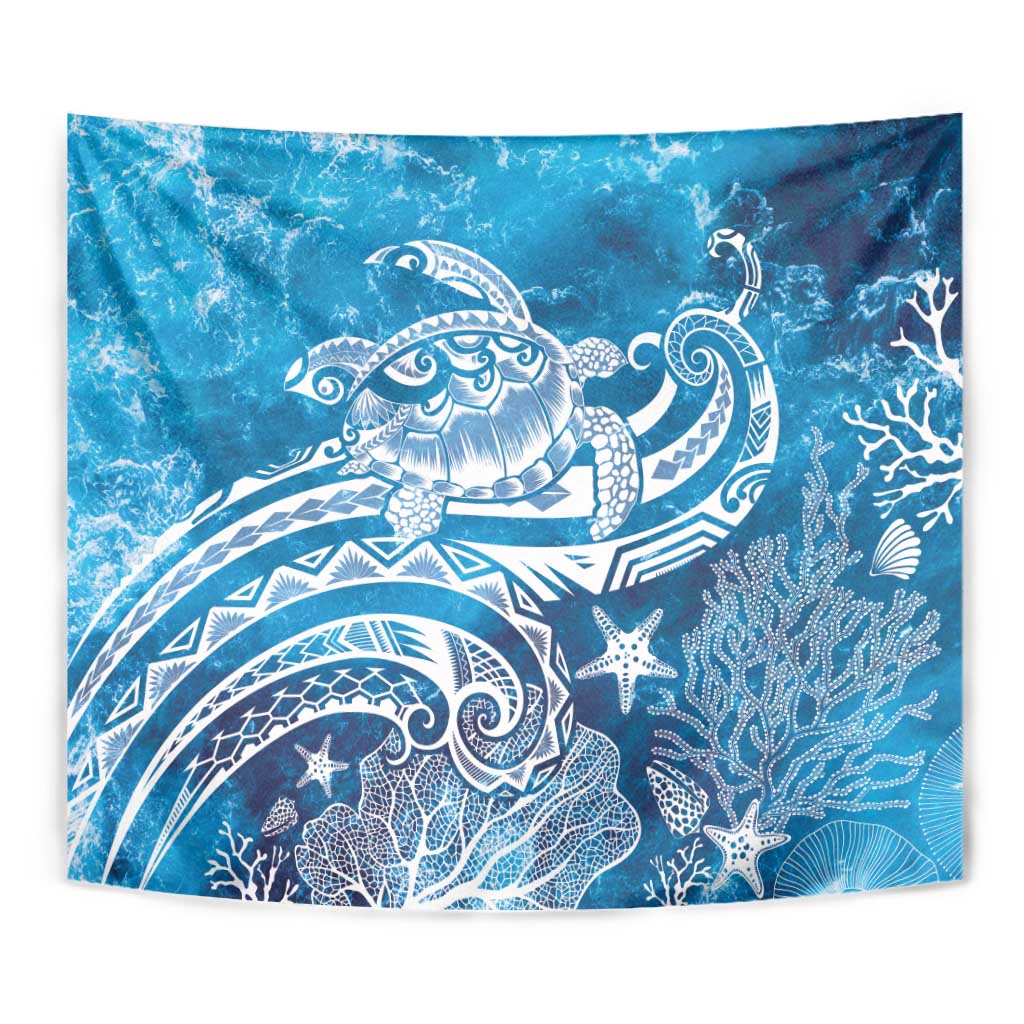 World Ocean Day Polynesian Pattern Tapestry Crystal Waves
