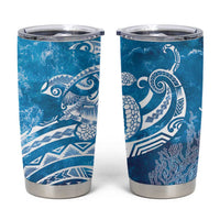 World Ocean Day Polynesian Pattern Tumbler Cup Crystal Waves LT7 Blue - Polynesian Pride