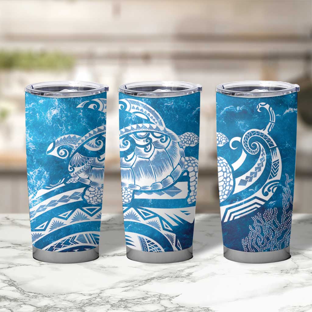 World Ocean Day Polynesian Pattern Tumbler Cup Crystal Waves LT7 - Polynesian Pride