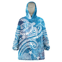World Ocean Day Polynesian Pattern Wearable Blanket Hoodie Crystal Waves