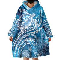World Ocean Day Polynesian Pattern Wearable Blanket Hoodie Crystal Waves