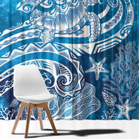 World Ocean Day Polynesian Pattern Window Curtain Crystal Waves
