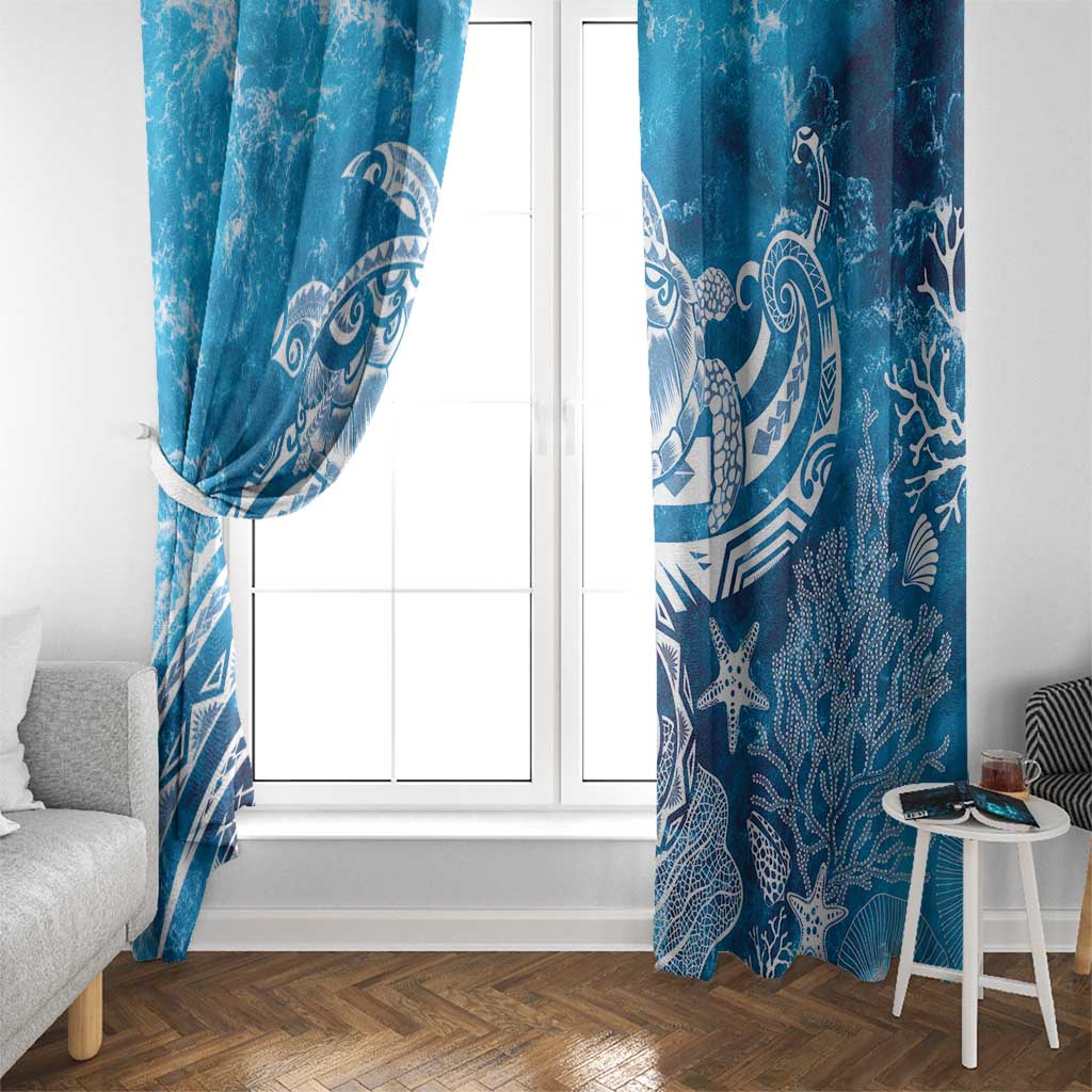 World Ocean Day Polynesian Pattern Window Curtain Crystal Waves