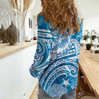 World Ocean Day Polynesian Pattern Women Casual Shirt Crystal Waves LT7 - Polynesian Pride