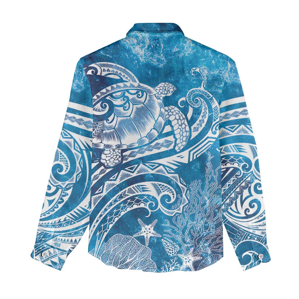 World Ocean Day Polynesian Pattern Women Casual Shirt Crystal Waves LT7 - Polynesian Pride