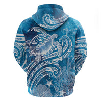World Ocean Day Polynesian Pattern Zip Hoodie Crystal Waves