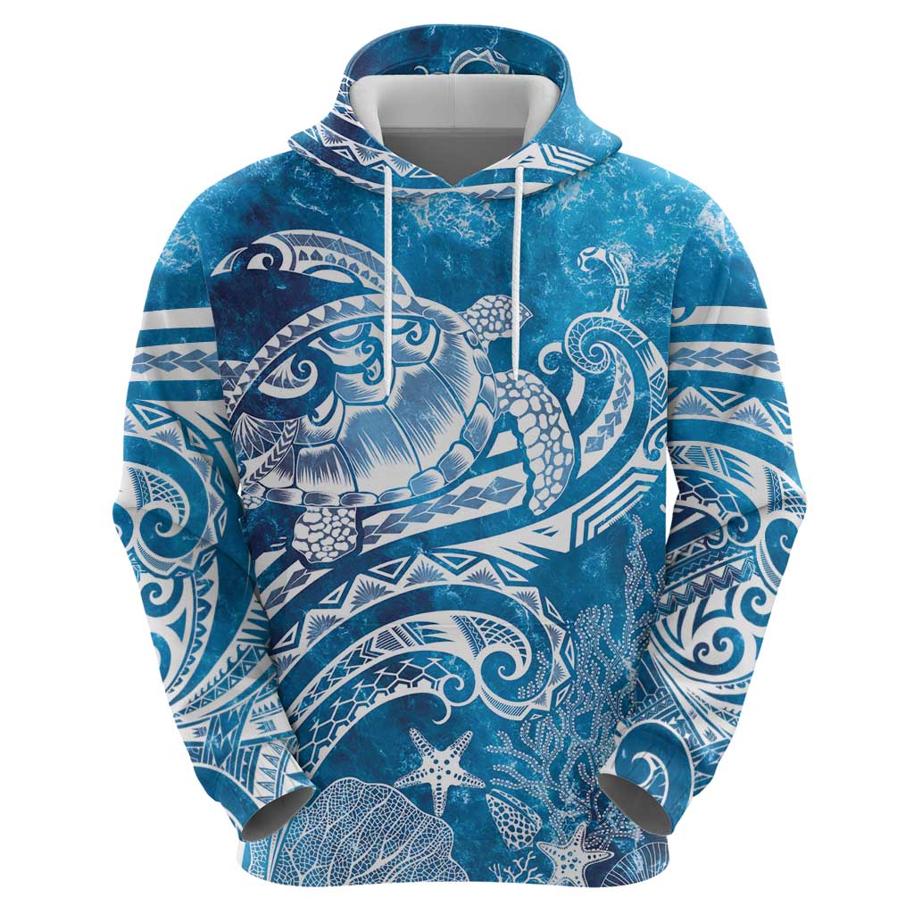 World Ocean Day Polynesian Pattern Zip Hoodie Crystal Waves