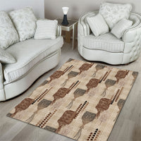 Aloha Hawaii Vintage Kahili Pa'a Lima Area Rug Palaka Print Cozy Beige
