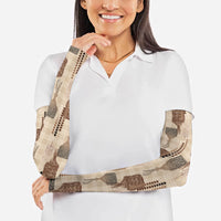 Aloha Hawaii Vintage Kahili Pa'a Lima Arm Sleeves Palaka Print Cozy Beige