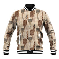 Aloha Hawaii Vintage Kahili Pa'a Lima Baseball Jacket Palaka Print Cozy Beige
