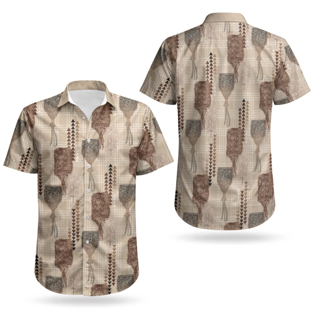 Aloha Hawaii Vintage Kahili Pa'a Lima Couples Matching Long Sleeve Bodycon Dress and Hawaiian Shirt Palaka Print Cozy Beige