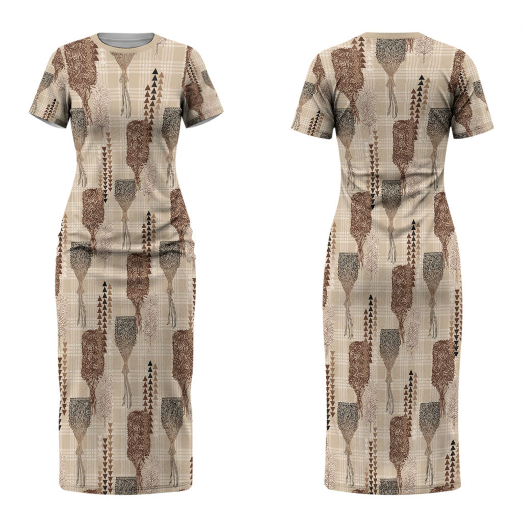 Aloha Hawaii Vintage Kahili Pa'a Lima Couples Matching Short Sleeve Bodycon Dress and Long Sleeve Button Shirt Palaka Print Cozy Beige