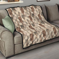 Aloha Hawaii Vintage Kahili Pa'a Lima Quilt Palaka Print Cozy Beige