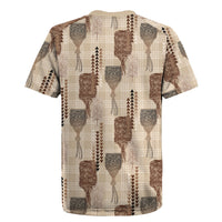 Aloha Hawaii Vintage Kahili Pa'a Lima Rugby Jersey Palaka Print Cozy Beige
