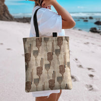 Aloha Hawaii Vintage Kahili Pa'a Lima Tote Bag Palaka Print Cozy Beige