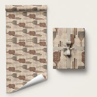 Aloha Hawaii Vintage Kahili Pa'a Lima Wrapping Paper Palaka Print Cozy Beige