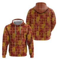 Aloha Hawaii Vintage Kahili Pa'a Lima Hoodie Palaka Print Hilo Royal Red-Yellow