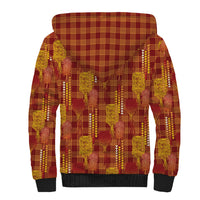 Aloha Hawaii Vintage Kahili Pa'a Lima Sherpa Hoodie Palaka Print Hilo Royal Red-Yellow