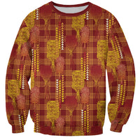 Aloha Hawaii Vintage Kahili Pa'a Lima Sweatshirt Palaka Print Hilo Royal Red-Yellow