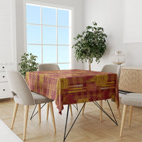 Aloha Hawaii Vintage Kahili Pa'a Lima Tablecloth Palaka Print Hilo Royal Red-Yellow
