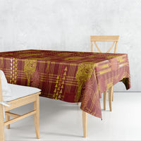 Aloha Hawaii Vintage Kahili Pa'a Lima Tablecloth Palaka Print Hilo Royal Red-Yellow