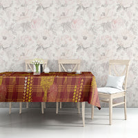 Aloha Hawaii Vintage Kahili Pa'a Lima Tablecloth Palaka Print Hilo Royal Red-Yellow