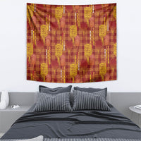 Aloha Hawaii Vintage Kahili Pa'a Lima Tapestry Palaka Print Hilo Royal Red-Yellow