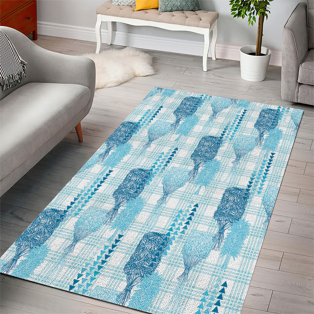 Aloha Hawaii Vintage Kahili Pa'a Lima Area Rug Palaka Print Oceanic Turquoise