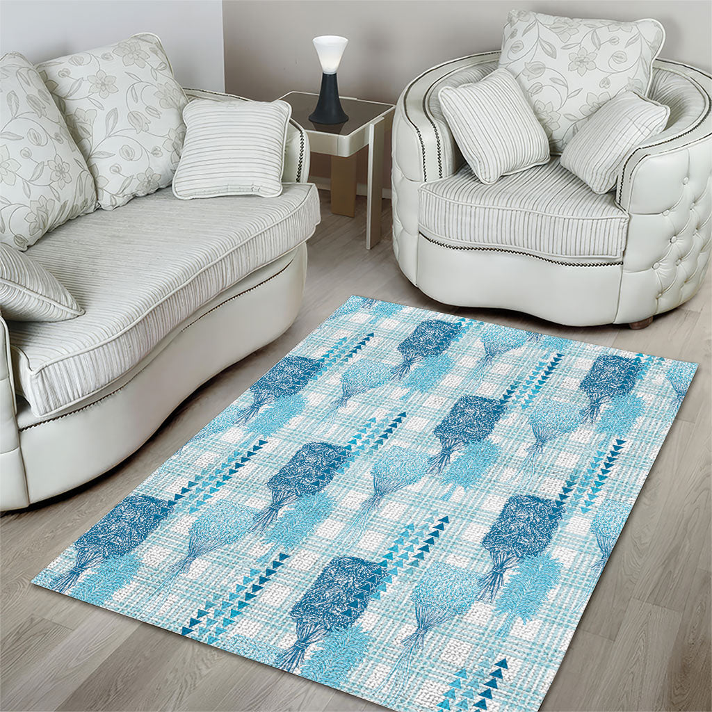 Aloha Hawaii Vintage Kahili Pa'a Lima Area Rug Palaka Print Oceanic Turquoise