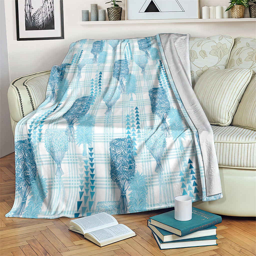 Aloha Hawaii Vintage Kahili Pa'a Lima Blanket Palaka Print Oceanic Turquoise