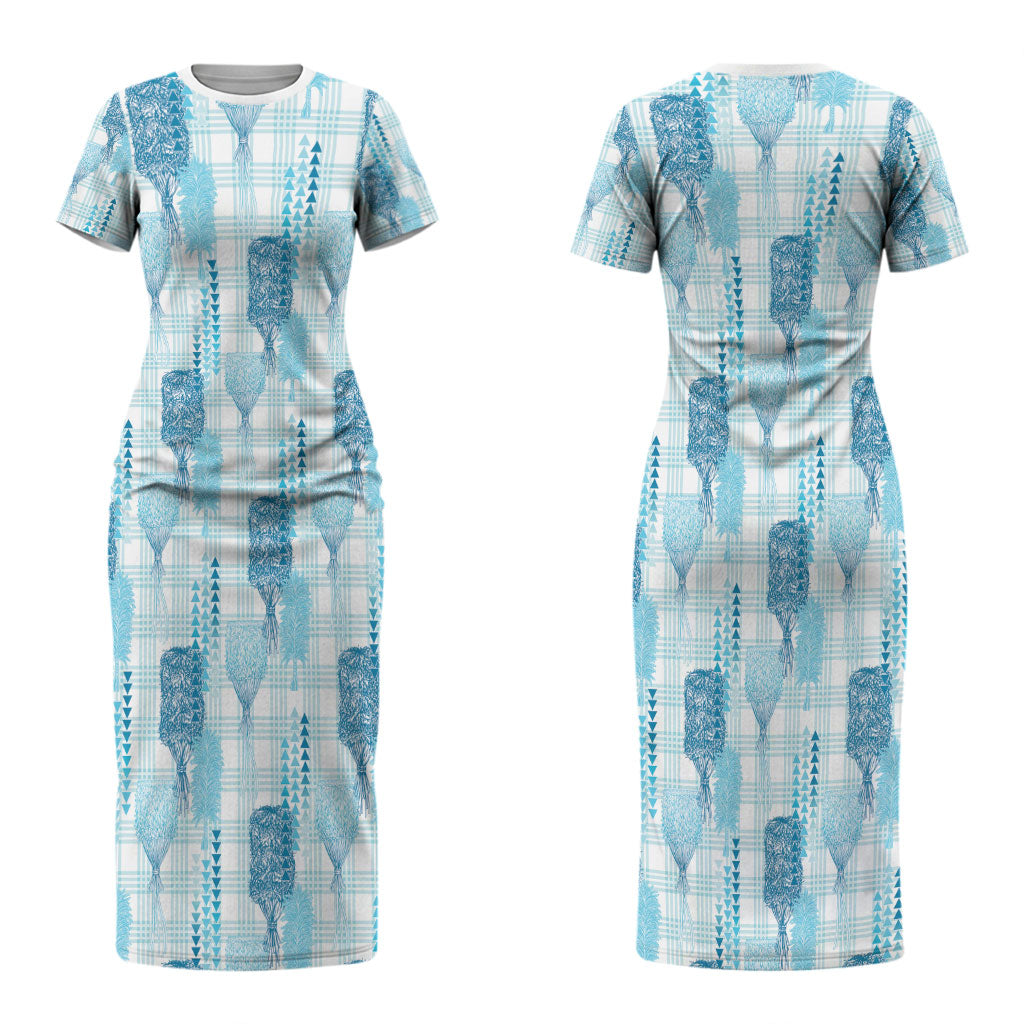 Aloha Hawaii Vintage Kahili Pa'a Lima Couples Matching Short Sleeve Bodycon Dress and Hawaiian Shirt Palaka Print Oceanic Turquoise