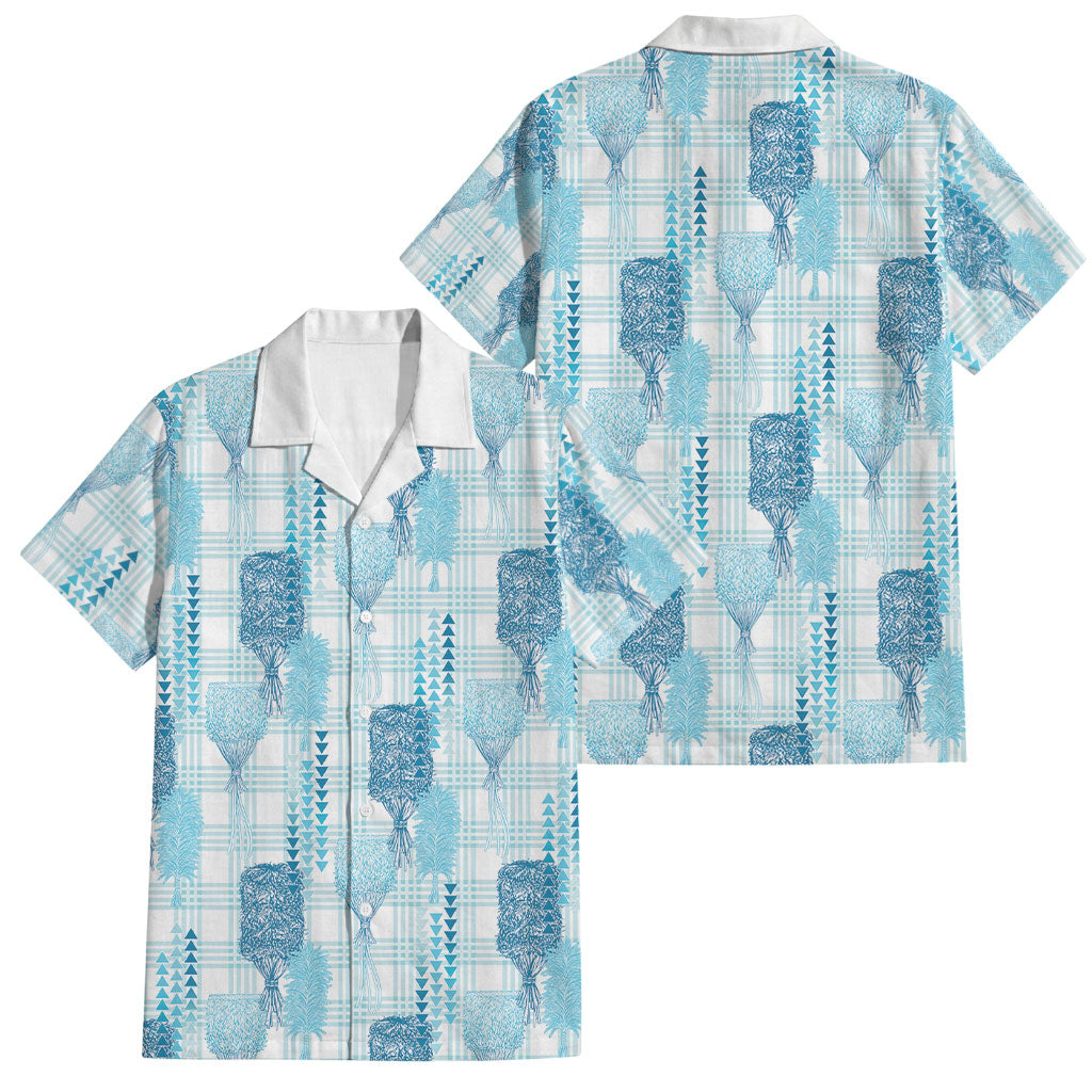 Aloha Hawaii Vintage Kahili Pa'a Lima Family Matching Off Shoulder Maxi Dress and Hawaiian Shirt Palaka Print Oceanic Turquoise