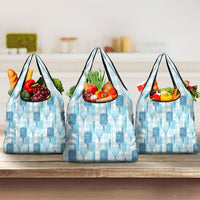 Aloha Hawaii Vintage Kahili Pa'a Lima Grocery Bag Palaka Print Oceanic Turquoise